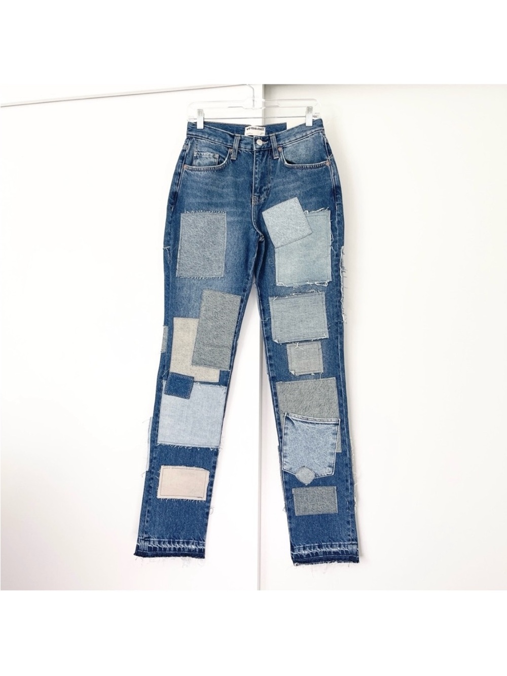 NWOT Free People Bare With Me Straight Patchwork Jeans
